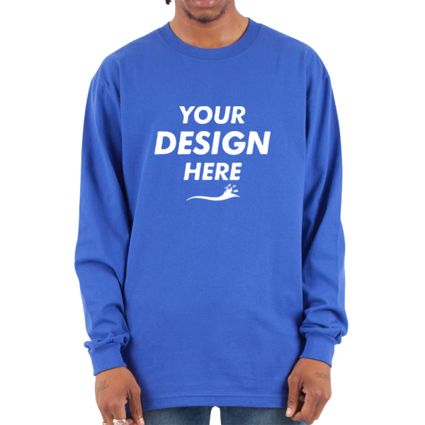 Shaka Wear Unisex Max Heavyweight Long Sleeve T-Shirt, Royal, Front view, Mockup