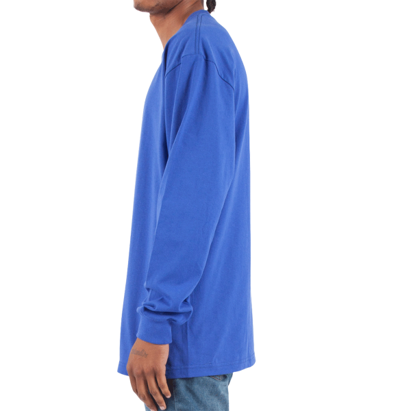 Shaka Wear Unisex Max Heavyweight Long Sleeve T-Shirt, Royal, Left Sleeve view