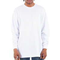 Shaka Wear Unisex Max Heavyweight Long Sleeve T-Shirt, White, Front view