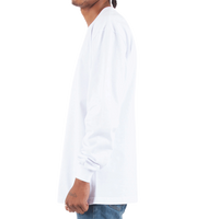 Shaka Wear Unisex Max Heavyweight Long Sleeve T-Shirt, White, Left Sleeve view