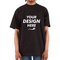 Shaka Wear Unisex Max Heavyweight T-Shirt, Black, Front view, Mockup