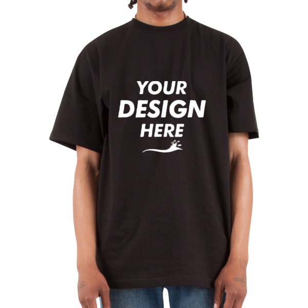 Shaka Wear Unisex Max Heavyweight T-Shirt, Black, Front view, Mockup