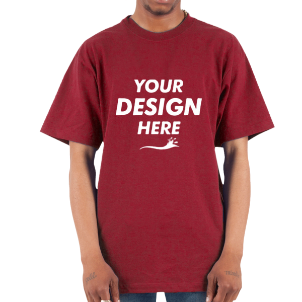 Shaka Wear Unisex Max Heavyweight T-Shirt, Cardinal, Front view, Mockup