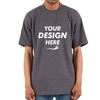 Shaka Wear Unisex Max Heavyweight T-Shirt, Charcoal Grey Heather, Front view, Mockup