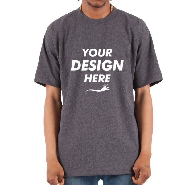 Shaka Wear Unisex Max Heavyweight T-Shirt, Charcoal Grey Heather, Front view, Mockup