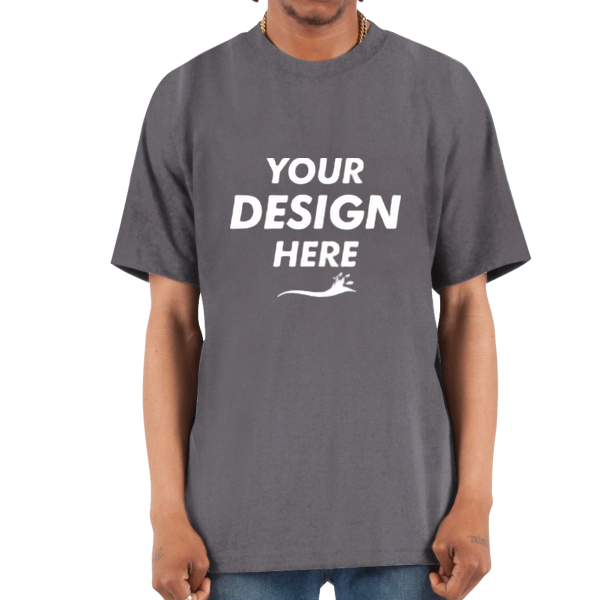 Shaka Wear Unisex Max Heavyweight T-Shirt, Dark Grey, Front view, Mockup