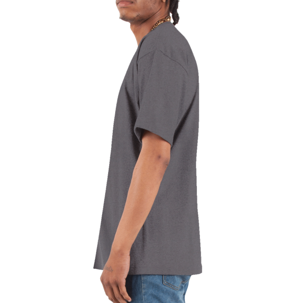 Shaka Wear Unisex Max Heavyweight T-Shirt, Dark Grey, Left Sleeve view