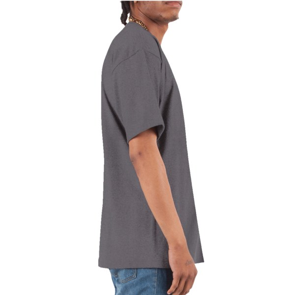 Shaka Wear Unisex Max Heavyweight T-Shirt, Dark Grey, Right Sleeve view