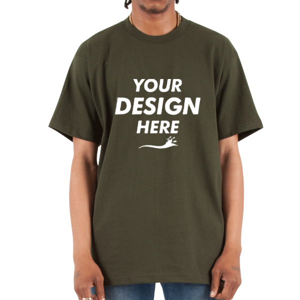Shaka Wear Unisex Max Heavyweight T-Shirt, Hunter Green, Front view, Mockup