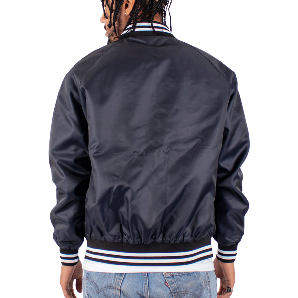 Shaka Wear Unisex Varsity Bomber Jacket, Navy, Back view