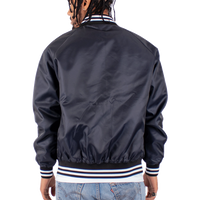 Shaka Wear Unisex Varsity Bomber Jacket, Navy, Back view