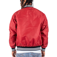 Shaka Wear Unisex Varsity Bomber Jacket, Red, Back view
