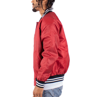 Shaka Wear Unisex Varsity Bomber Jacket, Red, Left Sleeve view