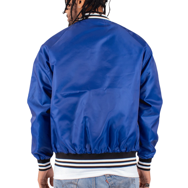 Shaka Wear Unisex Varsity Bomber Jacket, Royal, Back view