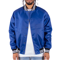 Shaka Wear Unisex Varsity Bomber Jacket, Royal, Front view
