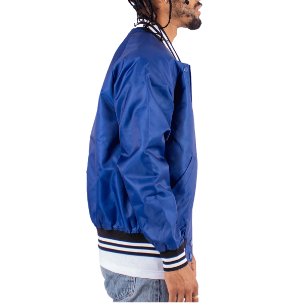 Shaka Wear Unisex Varsity Bomber Jacket, Royal, Right Sleeve view