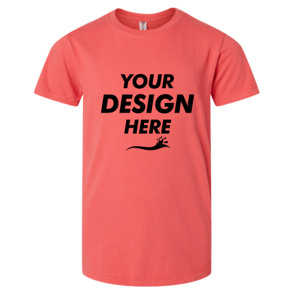 SoftShirts Youth Classic T-Shirt, Coral, Front view, Mockup