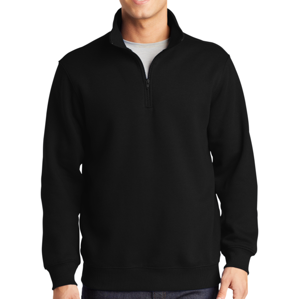 Sport Tek 1/4 Zip Sweatshirt, Black, Front view