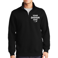 Sport Tek 1/4 Zip Sweatshirt, Black, Front view, Mockup