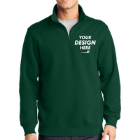 Sport Tek 1/4 Zip Sweatshirt, Forest Green, Front view, Mockup