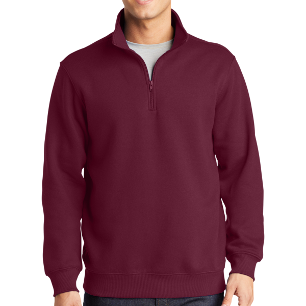 Sport Tek 1/4 Zip Sweatshirt, Maroon, Front view