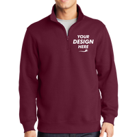 Sport Tek 1/4 Zip Sweatshirt, Maroon, Front view, Mockup