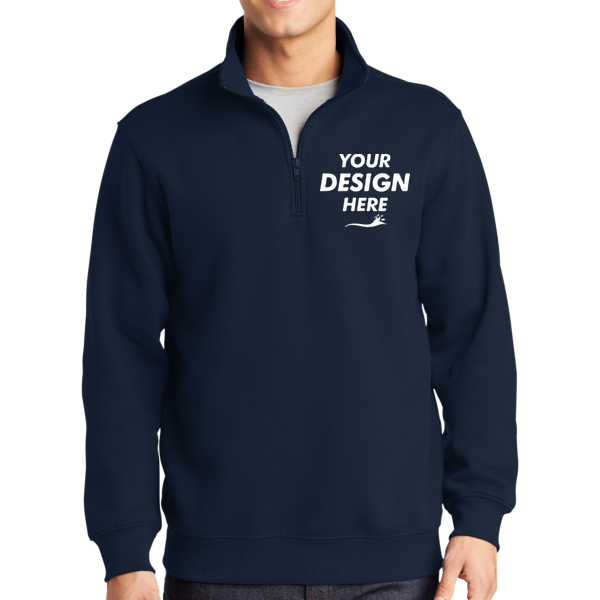 Sport Tek 1/4 Zip Sweatshirt, True Navy, Front view, Mockup