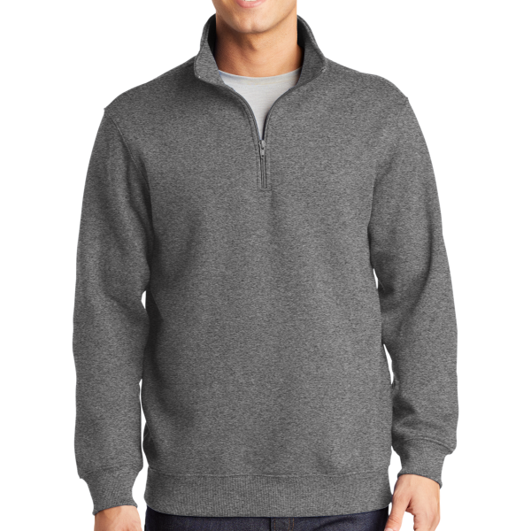Sport Tek 1/4 Zip Sweatshirt, Vintage Heather, Front view