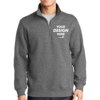 Sport Tek 1/4 Zip Sweatshirt, Vintage Heather, Front view, Mockup