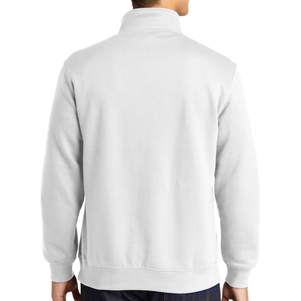 Sport Tek 1/4 Zip Sweatshirt, White, Back view