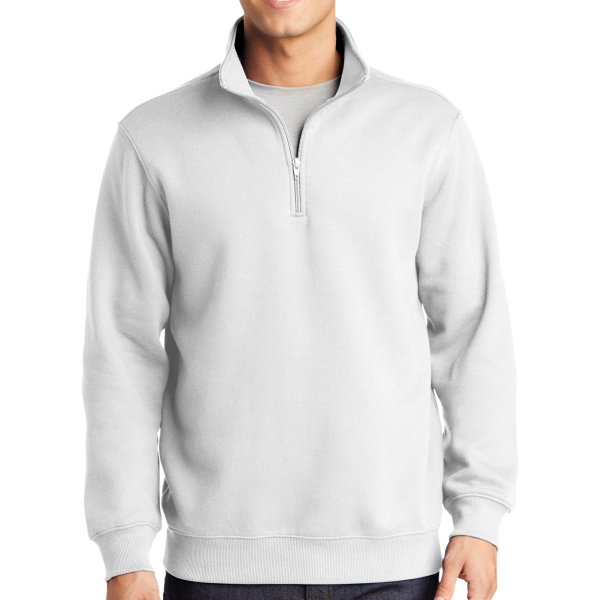 Sport Tek 1/4 Zip Sweatshirt, White, Front view