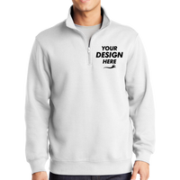 Sport Tek 1/4 Zip Sweatshirt, White, Front view, Mockup