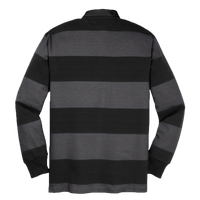 Sport Tek Classic Long Sleeve Rugby Polo, Black / Graphite, Back view