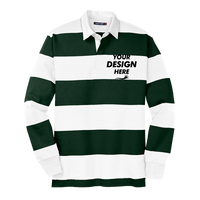 Sport Tek Classic Long Sleeve Rugby Polo, Forest Green / White, Front view, Mockup