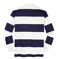 Sport Tek Classic Long Sleeve Rugby Polo, True Navy / White, Back view