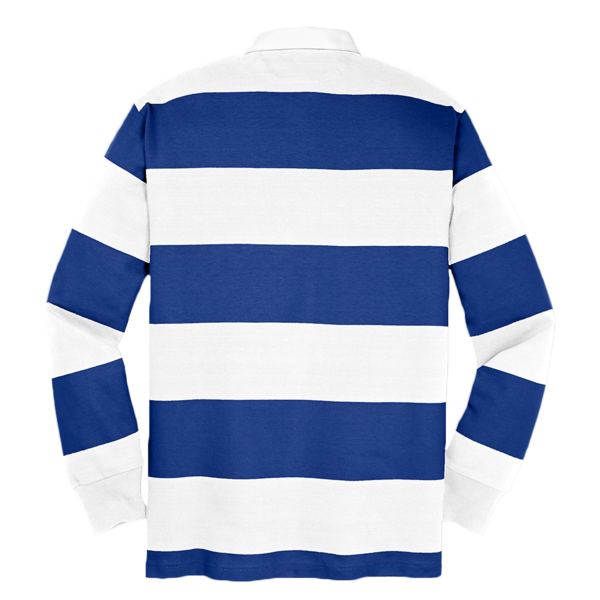 Sport Tek Classic Long Sleeve Rugby Polo, True Royal / White, Back view