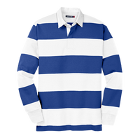 Sport Tek Classic Long Sleeve Rugby Polo, True Royal / White, Front view