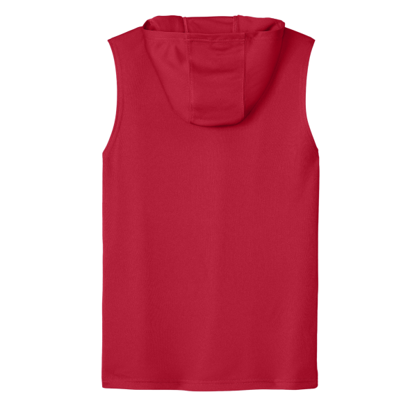 Sport Tek Competitor Sleeveless Hoodie, Deep Red, Back view
