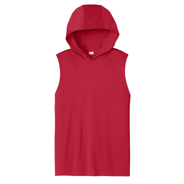 Sport Tek Competitor Sleeveless Hoodie, Deep Red, Front view