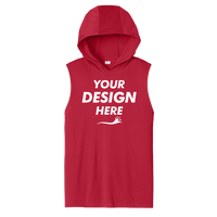 Sport Tek Competitor Sleeveless Hoodie, Deep Red, Front view, Mockup