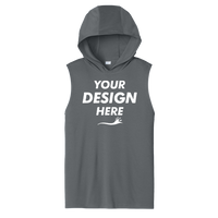 Sport Tek Competitor Sleeveless Hoodie, Iron Grey, Front view, Mockup