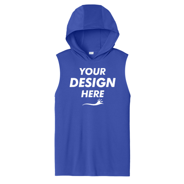 Sport Tek Competitor Sleeveless Hoodie, True Royal, Front view, Mockup