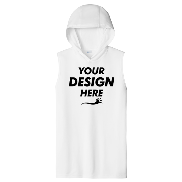Sport Tek Competitor Sleeveless Hoodie, White, Front view, Mockup