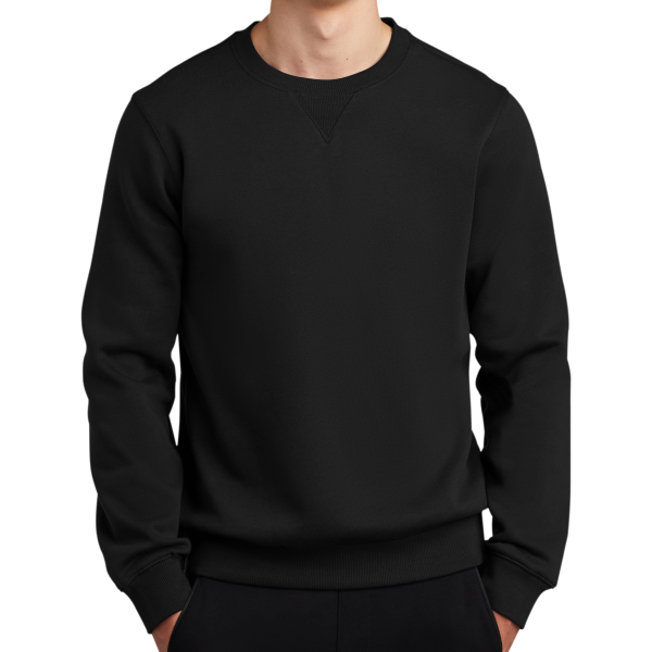 Sport Tek Crewneck Sweatshirt, Black, Front view