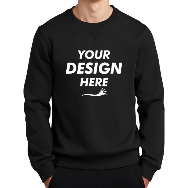 Sport Tek Crewneck Sweatshirt, Black, Front view, Mockup