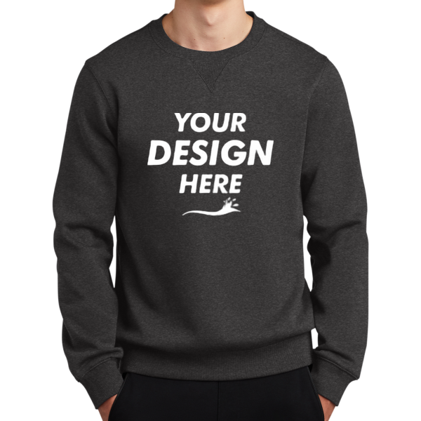 Sport Tek Crewneck Sweatshirt, Graphite Heather, Front view, Mockup