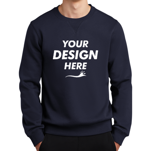 Sport Tek Crewneck Sweatshirt, True Navy, Front view, Mockup