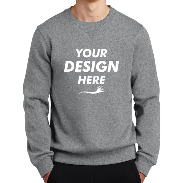 Sport Tek Crewneck Sweatshirt, Vintage Heather, Front view, Mockup