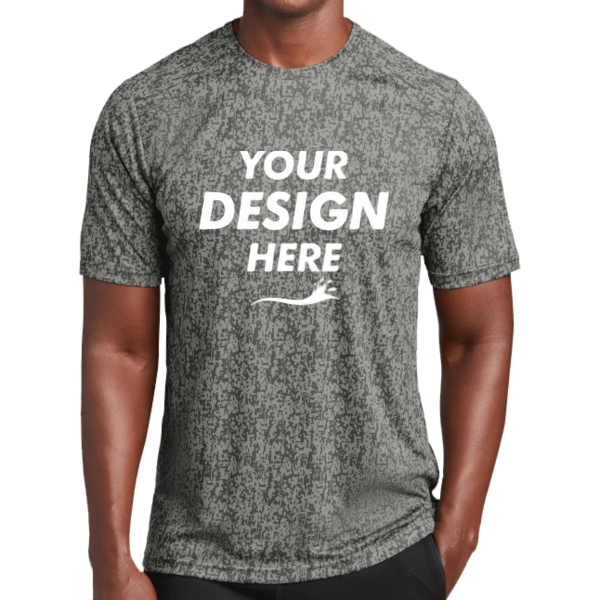 Sport Tek Digi Camo Tee, Grey Concrete, Front view, Mockup