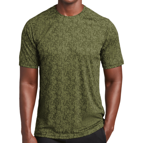 Sport Tek Digi Camo Tee, Olive Drab Green, Front view